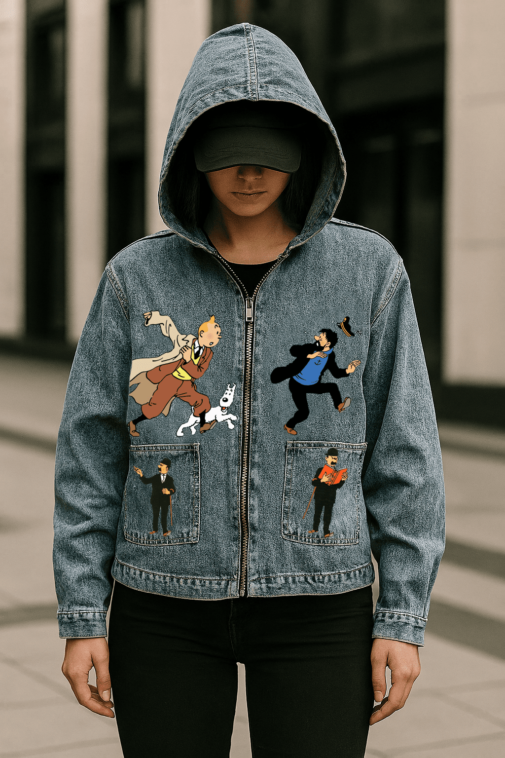 نقاشی تنتن روی سوییشرت جین – خاص برای طرفدارهای ماجراجویی 3 نقاشی تنتن روی سوییشرت جین – موجهای دریا