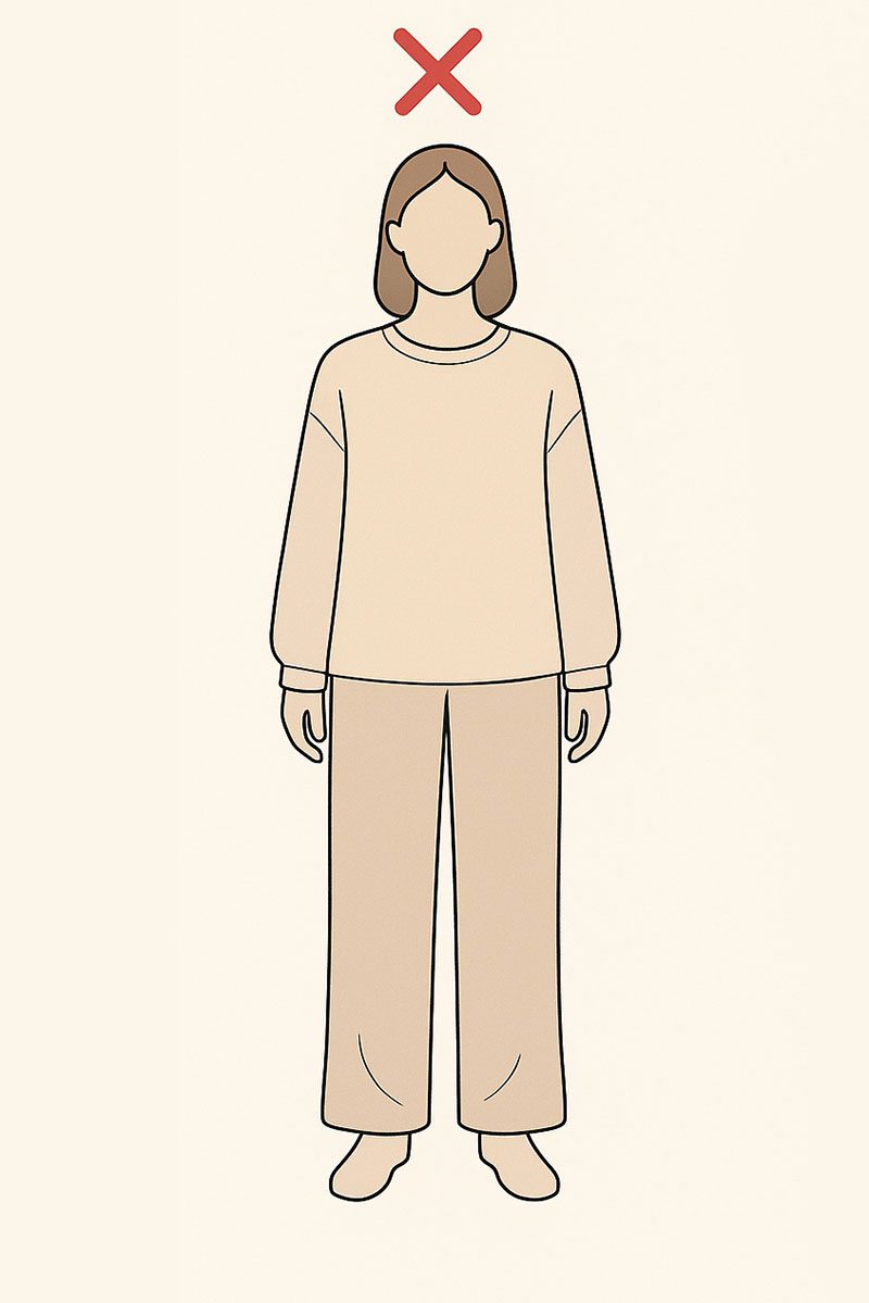 لباس گشاد برای اندام مستطیل - اشتباه