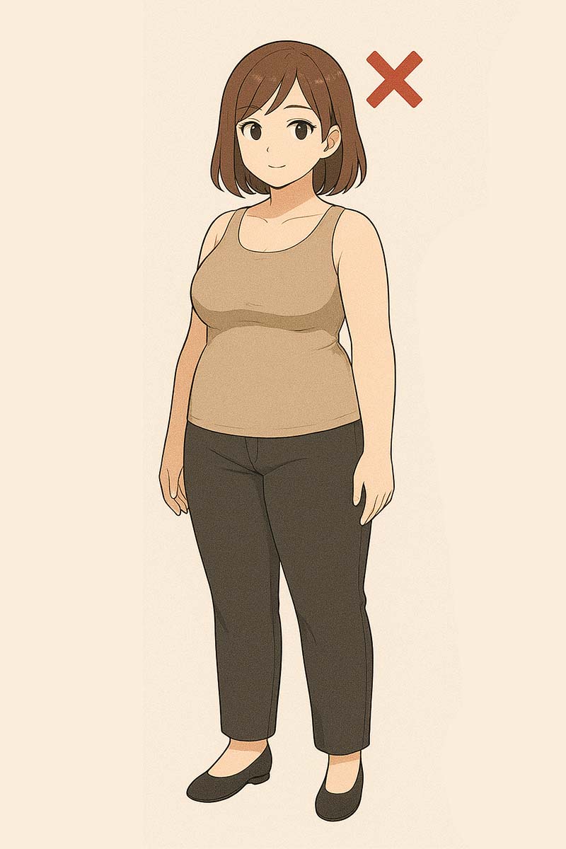 شلوار تنگ + تاپ ساده - اشتباه برای اندام گلابی