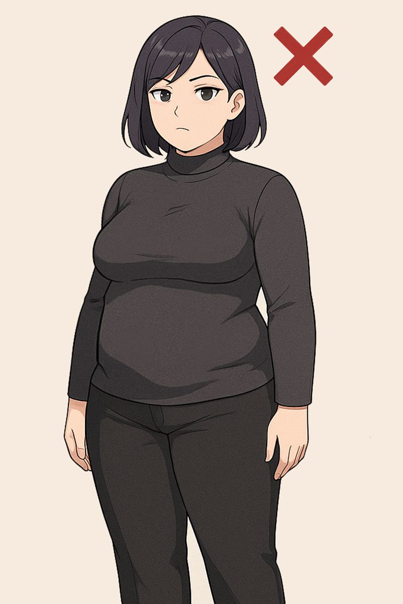 لباس تنگ برای اندام سیب - اشتباه