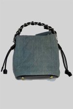 کیف دستی جین دو رنگ آبی خاص – دسته زنجیری لوکس چرمی - تصویر 2